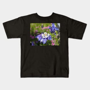 Rocky Mountain Columbine in Meadow Kids T-Shirt